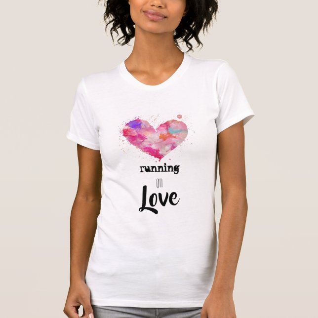 *~* Purple Pink Heart Runner Splatter Watercolor T-Shirt (Front)