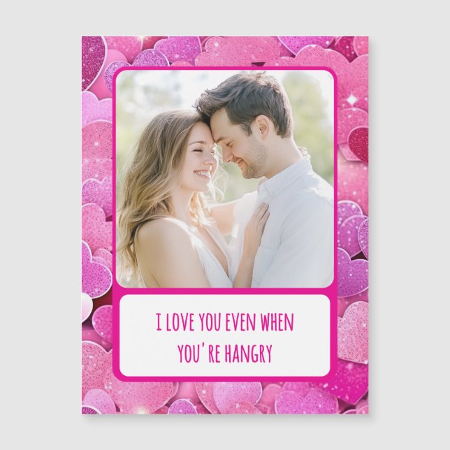 Purple Pink Heart When You're Hangry Photo Card (Front)