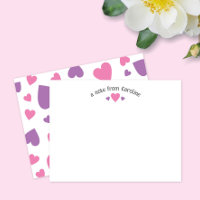 Purple & Pink Hearts Cute Girly Note Card