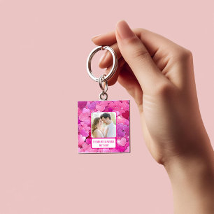 Purple Pink Hearts Share My Fries Keychain