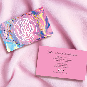Purple Pink Holograph Glitter Confetti Logo Business Card