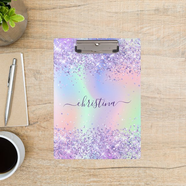 Purple pink holographic name  clipboard (Creator Uploaded)