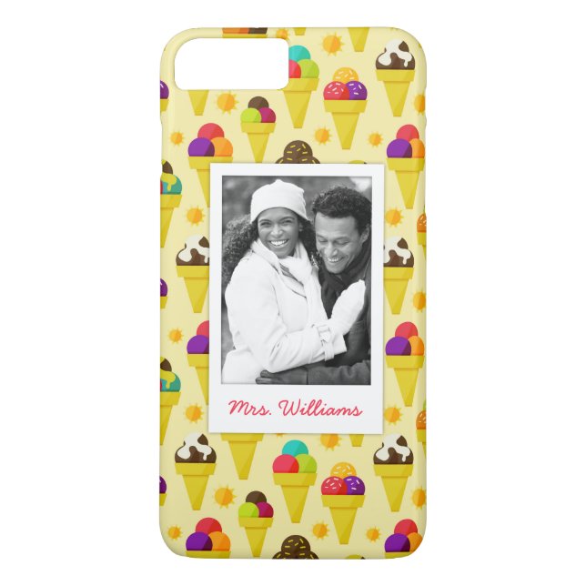 Purple & Pink Ice Cream Cones | Add Your Photo Case-Mate iPhone Case (Back)