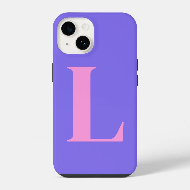 Purple Pink Initial Personalized Monogram Design  Iphone Case (Back)