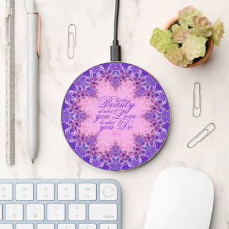 Purple Pink Inspirations Quote Wireless Charger