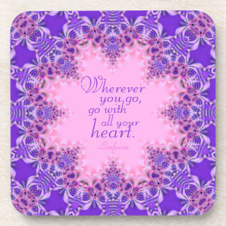 Purple Pink Inspiring Custom Quote : Set of Six Coaster