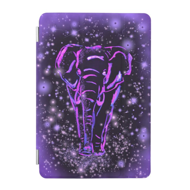Purple Pink iPad Cover Elephant At Starry Night (Front)
