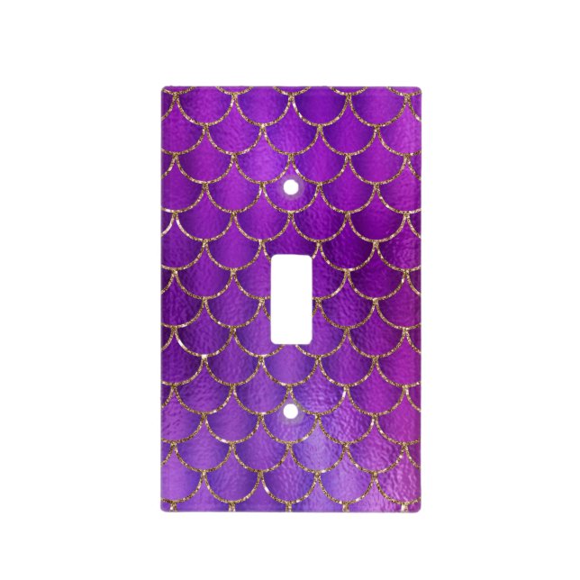 Purple Pink Iridescent Mermaid Scales Pattern Light Switch Cover (Front)