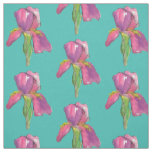Purple Pink Iris Turquoise Fabric
