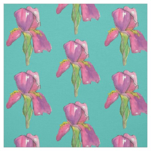 Purple Pink Iris Turquoise Fabric