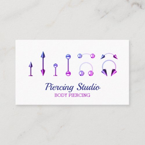 Purple Pink Jewelry Store Body Piercing Business Card