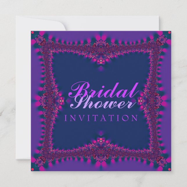 Purple Pink Lace Bridal Shower Invitation (Front)