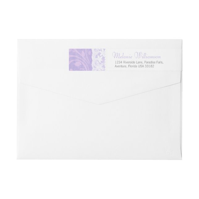 Purple pink lace reply sticker wrap around label (Back)