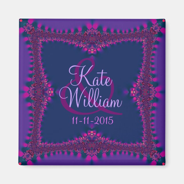 Purple+Pink Lace Save the Date Magnet (Front)
