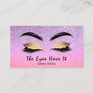 *~* Purple Pink Lashes Extensions Brows Girly Business Card