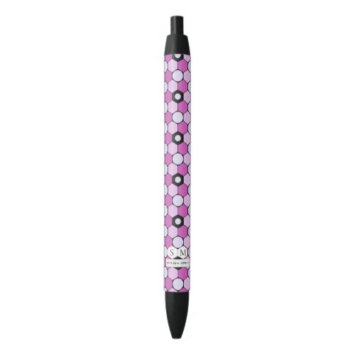 Purple Pink Lavender Hexagons  Circles Pattern Black Ink Pen