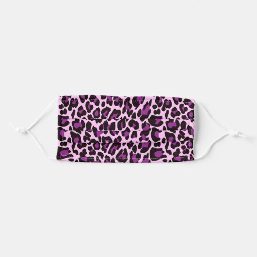 Purple Pink Leopard Print Skin Adult Cloth Face Mask (Front, Folded)