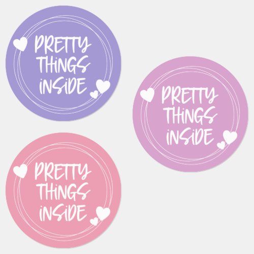 Purple Pink Lilac Hearts Pretty Things Inside Labels