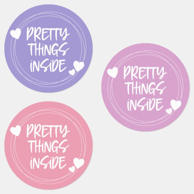 Purple Pink Lilac Hearts Pretty Things Inside Labels (Group)