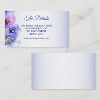 Purple Pink Lilac Pansy Floral Wedding Detail Enclosure Card
