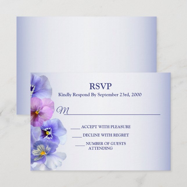 Purple Pink Lilac Pansy Floral Wedding Party RSVP Card (Front/Back)