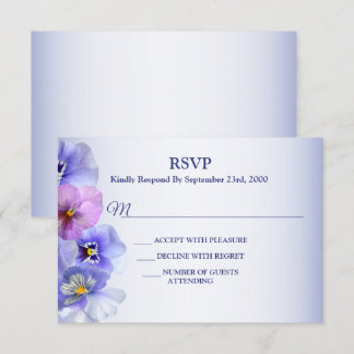 Purple Pink Lilac Pansy Floral Wedding Party RSVP Card