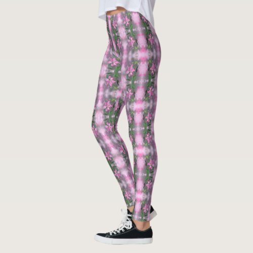  Purple Pink Lily Flower Art Migned Painting _ Leggings