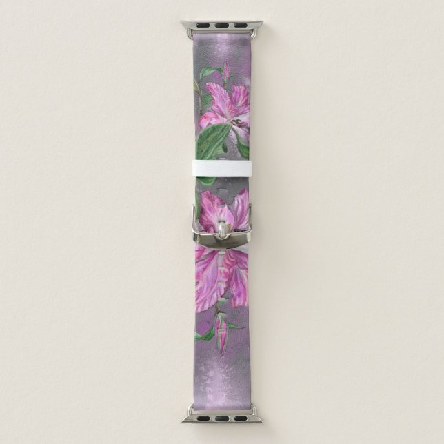 Purple Pink Lily Flowers Apple Watch Band (Band)