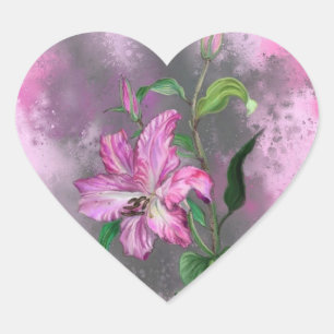 Purple Pink Lily Flowers Sticker Painting