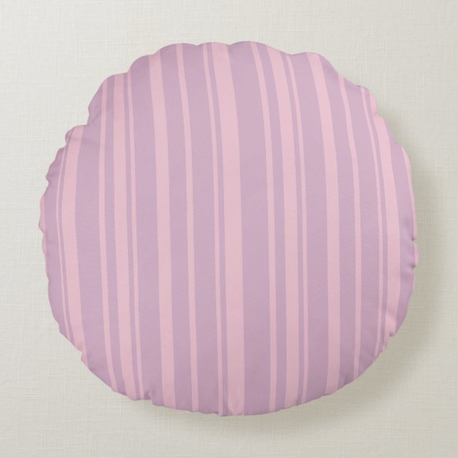 Purple & Pink Line Pattern Round Pillow (Front)