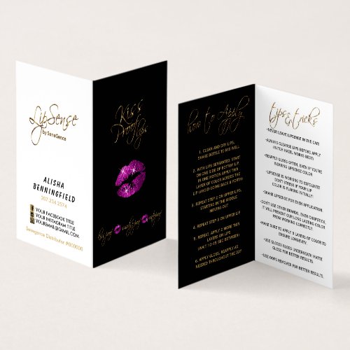 Purple Pink Lips and Black Instructions Business Card