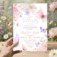 Purple & Pink Little Butterfly Floral Baby Shower