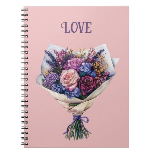 Purple Pink Love Flowers Notebook
