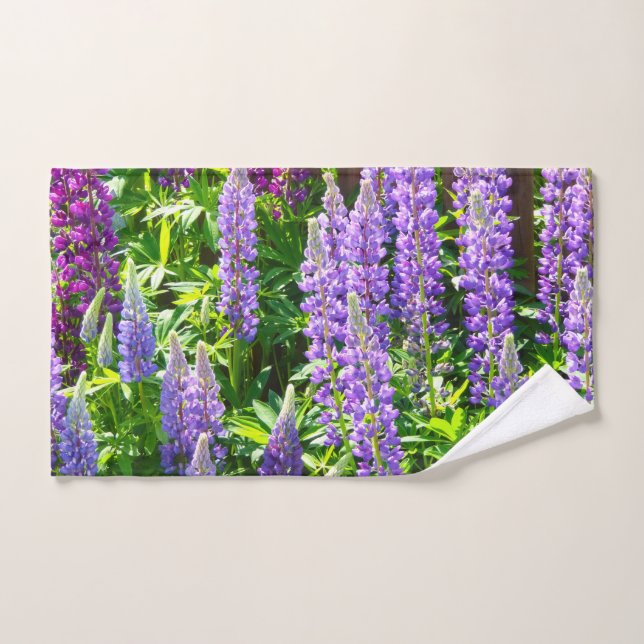 purple pink lupin flowers polyphyllus hand towel  (Hand Towel)