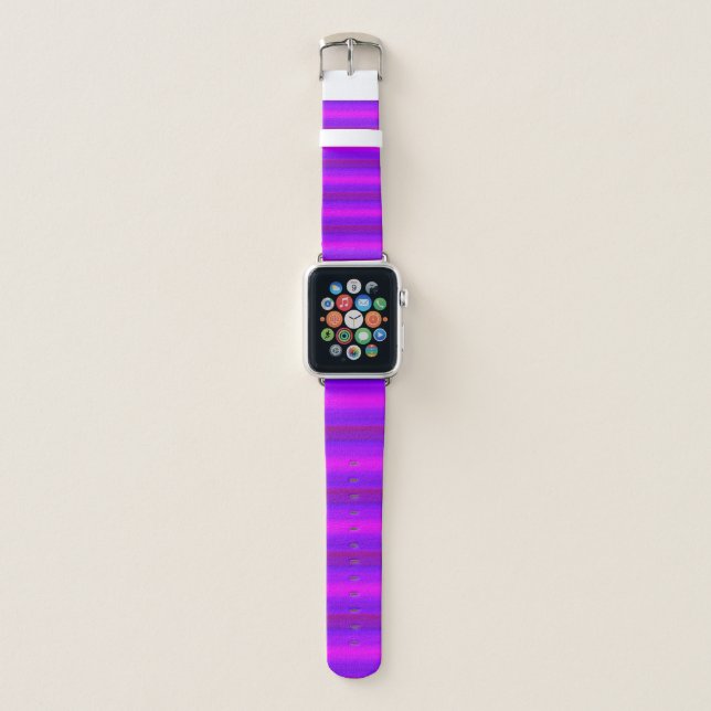 Purple Pink Magenta Blue Stripes Abstract Pattern Apple Watch Band (Front)