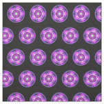 Purple Pink Mandala Design on Black Background Fabric