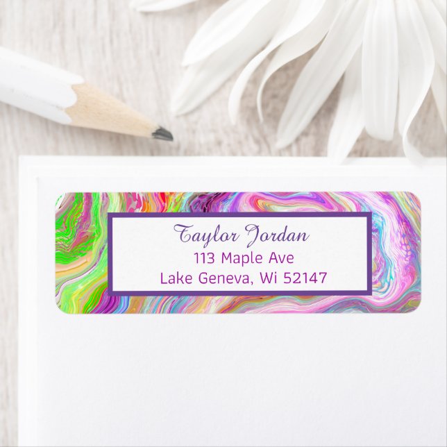 Purple Pink Marble Fluid Art Personalized Label (Insitu)