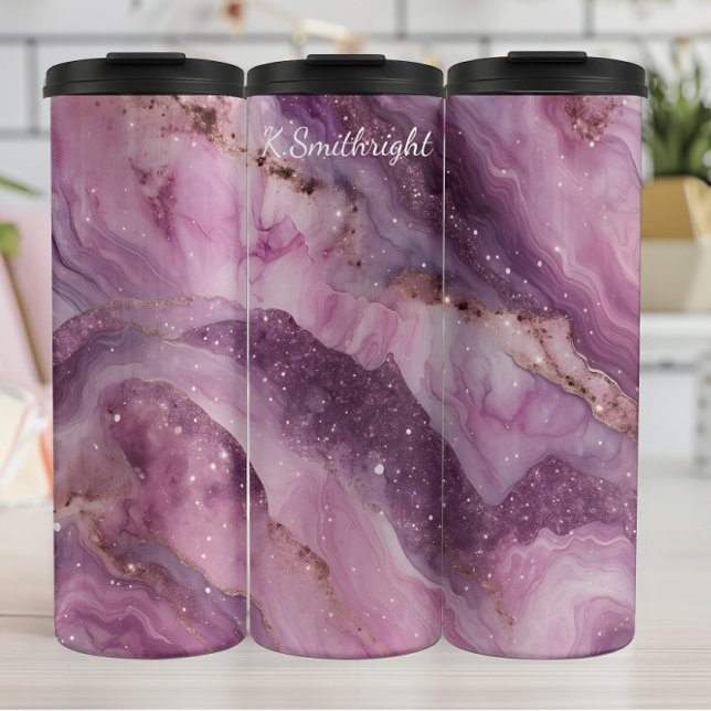 Purple Pink Marble Glitter Flow Thermal Tumbler (Creator Uploaded)