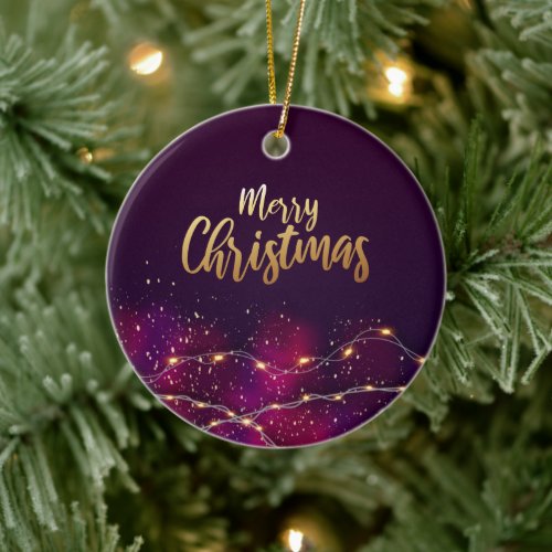 Purple Pink Merry Christmas tree Dcor gifts Ceramic Ornament