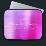 Purple Pink Metallic Monogram Business Laptop Sleeve<br><div class="desc">Modern Purple and Pink Ombre Girly Make Up and Hair Beauty Salon Faux Metallic Stainless Elegant Monogram Promotional Laptop Bag or Sleeve Promotional (promo) advertisement Case. This classy professional business computer case can be customized to include your monogrammed script signature name and job title profession or position.</div>