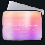 Purple Pink Metallic Monogram Business Laptop Sleeve<br><div class="desc">Modern Gold Purple and Pink Rainbow Pastel Ombre Girly Make Up and Hair Beauty Salon Faux Metallic Stainless Elegant Monogram Promotional Laptop Bag or Sleeve Promotional (promo) advertisement Case. This classy professional business computer case can be customized to include your monogrammed script signature name and job title profession or position....</div>