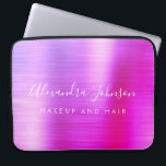 Purple Pink Metallic Monogram Business Laptop Sleeve<br><div class="desc">Modern Purple and Pink Ombre Girly Make Up and Hair Beauty Salon Faux Metallic Stainless Elegant Monogram Promotional Laptop Bag or Sleeve Promotional (promo) advertisement Case. This classy professional business computer case can be customized to include your monogrammed script signature name and job title profession or position.</div>