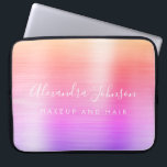 Purple Pink Metallic Monogram Business Laptop Sleeve<br><div class="desc">Modern Gold Purple and Pink Rainbow Pastel Ombre Girly Make Up and Hair Beauty Salon Faux Metallic Stainless Elegant Monogram Promotional Laptop Bag or Sleeve Promotional (promo) advertisement Case. This classy professional business computer case can be customized to include your monogrammed script signature name and job title profession or position....</div>