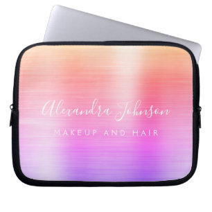 Purple Pink Metallic Monogram Business Laptop Sleeve