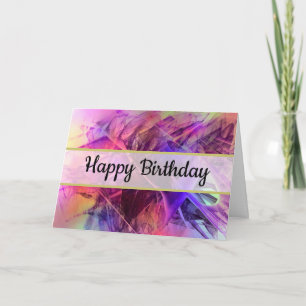 Purple Pink Modern Abstract Happy Birthday Card