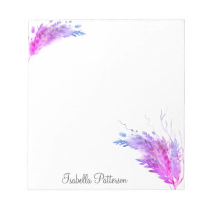 Purple Pink Modern Boho Pampas Grass Foliage Notepad
