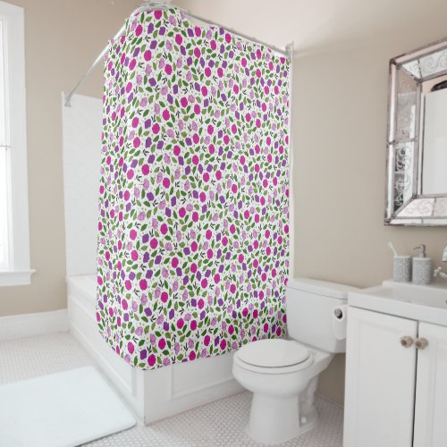 Purple Pink Modern Floral Print Shower Curtain