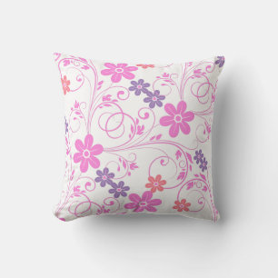 Purple & Pink Modern Floral Throw Pillow