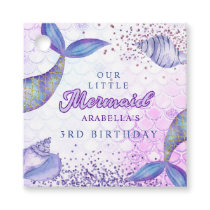 Purple Pink Modern Glitter Mermaid Birthday Favor Tags