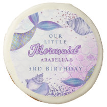 Purple Pink Modern Glitter Mermaid Birthday Sugar Cookie